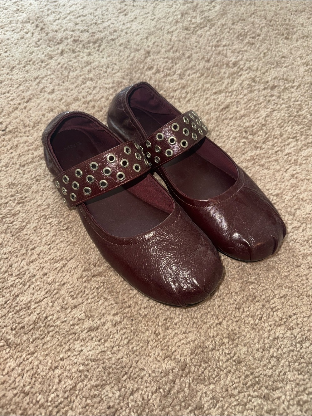 MANGO leather ballet flats with eyelets size 8.5